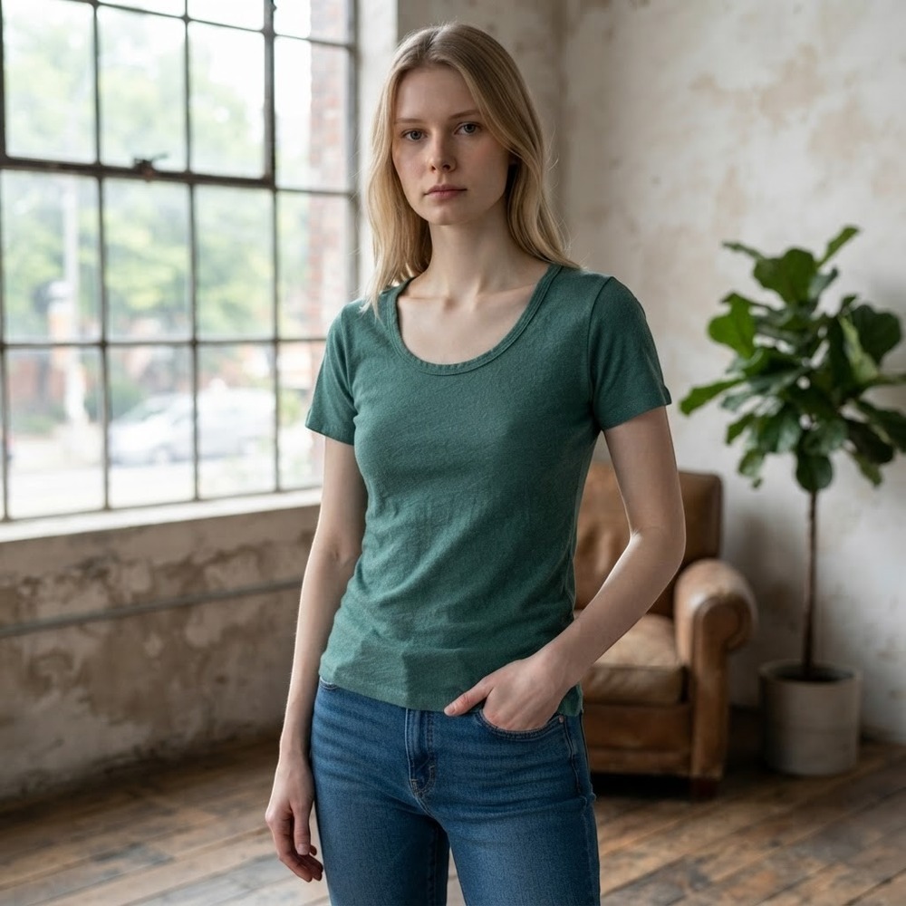 Eco-Essentials Scoop Neck T-Shirt Basic Tee Top Small Eco Minimalist organic